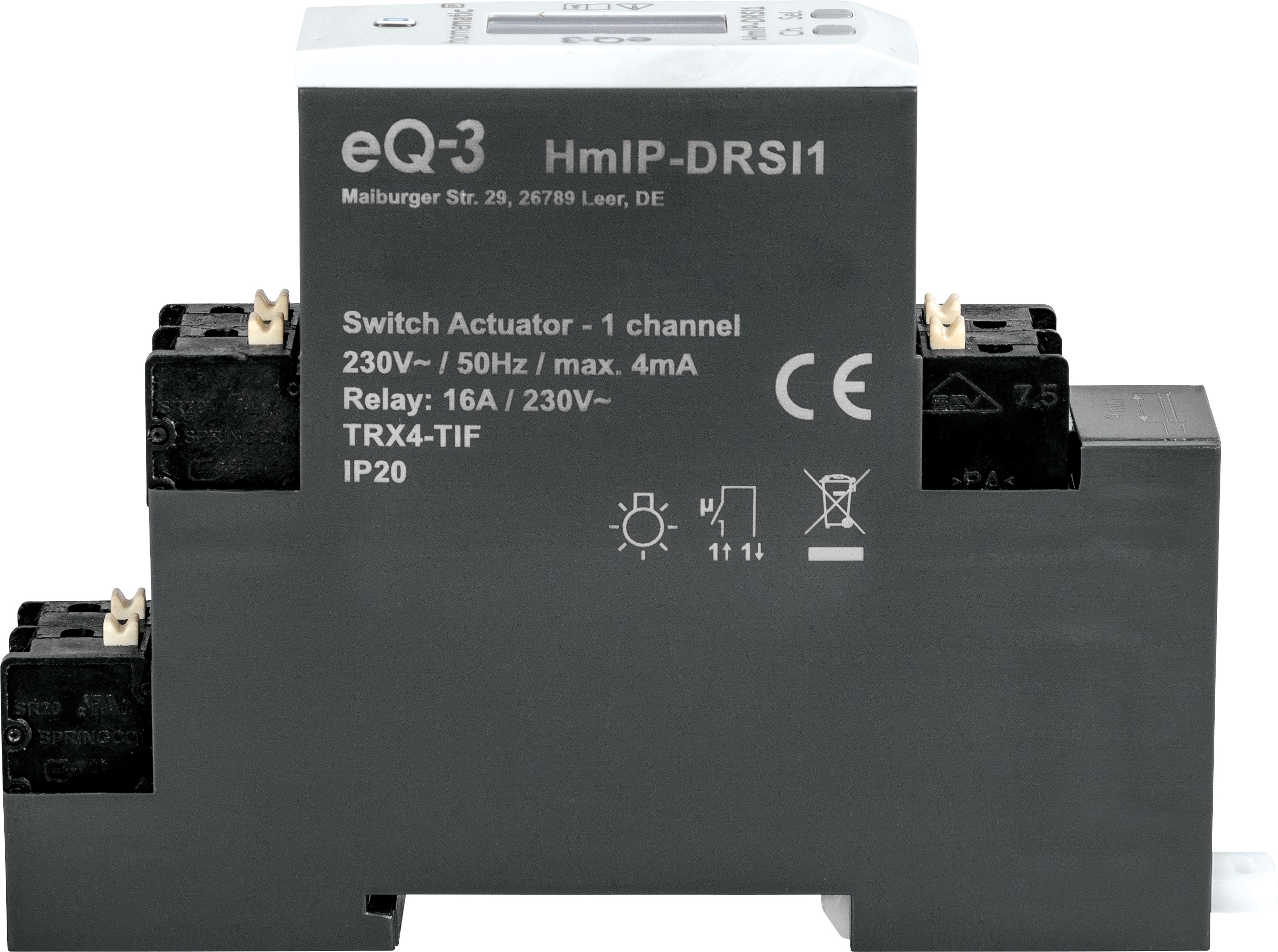 619543-HmIP-Schaltaktor-Hutschienenmontage-1fach-Seite_154684A0 jpg - Produktbild Ansicht links 619543-HmIP-Schaltaktor-Hutschienenmontage-1fach-Seite_154684A0 jpg - Produktbild Ansicht links